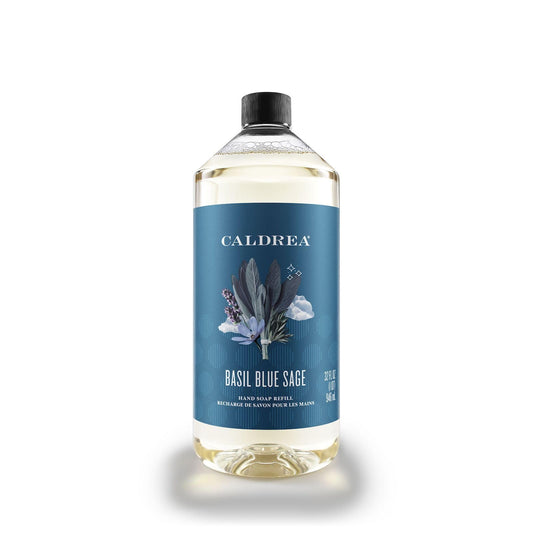 Caldrea Hand Soap Refill, Aloe Vera Gel, Olive Oil And Essential Oils To Cleanse And Condition, Basil Blue Sage Scent, 32 Oz