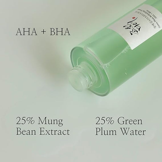 Beauty of Joseon Green Plum AHA BHA Toner Refreshing Facial Essence Moisturizer Mild Exfoliating Salicylic Acid for All Skin Types, Korean Skin Care for Men Women 150ml 5.27 fl.oz