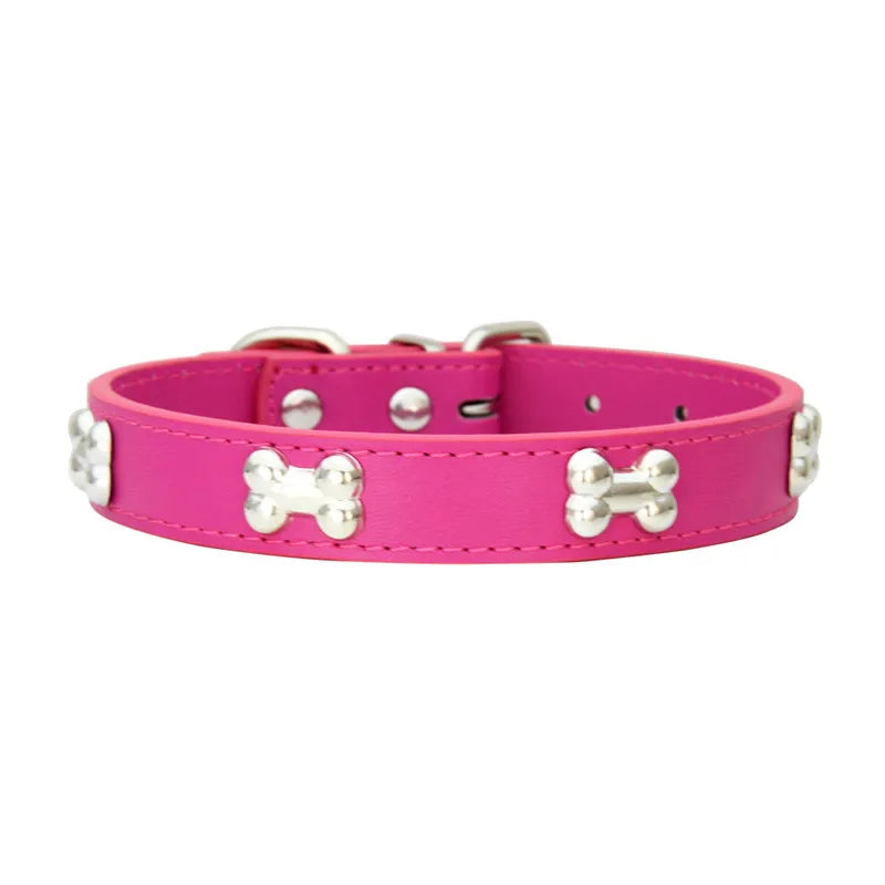 Bone Leather Durable Pet Dog Collars Puppy Pug Collars for Small Large Dog Chihuahua Cat Accessories Pet Collar for Small Dogs [PET]